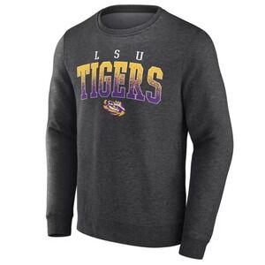 Captivating Men's Charcoal Heather LSU Tigers Crewneck Sweatshirt Size M
